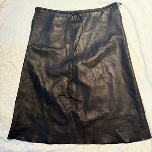 Classic Black A-Line Leather Skirt